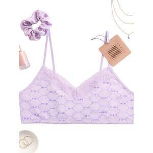 Savage x Fenty Lavender Logo Lace Bralette 2X Plus Size Lingerie NWT Stretchy